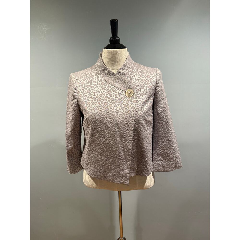 Michael Kors Shiny Gray Leopard Print Jacket Size 8